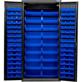 Configurable Charging Cabinet, BLK, 36"W x 24"D x 78"H, 114 Blue Bins