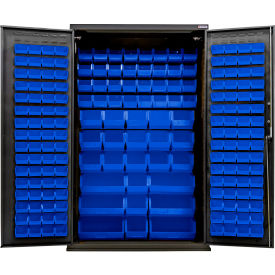 Configurable Charging Cabinet, Black, 48"W x 24"D x 78"H, 210 Blue Bins