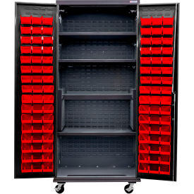 E-Lock Configurable Mobile Charging Cabinet, BLK, 36x24x85, 4 Shelves, 96 RD Bins