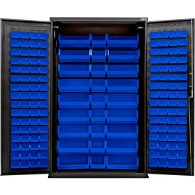 Configurable Charging Cabinet, Black, 48"W x 24"D x 78"H, 150 Blue Bins