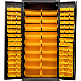 Configurable Charging Cabinet, Black, 36"W x 24"D x 78"H, 114 Yellow Bins