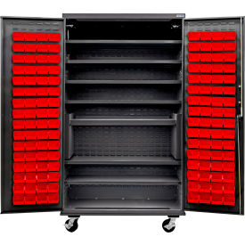 E-Lock Config. Mobile Charging Cabinet, Black, 48x24x85, 7 Shelves, 120 RD Bins