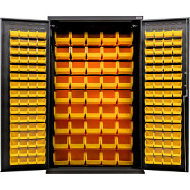 Configurable Charging Cabinet, BLK, 48"W x 24"D x 78"H, 168 Yellow Bins