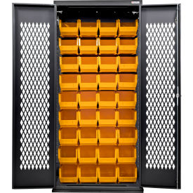 Configurable Ventilated Charging Cabinet, BLK, 36"W x 24"D x 78"H, 48 Yellow Bins