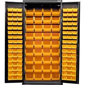 E-Locking Configurable Charging Cabinet, BLK, 36"W x 24"D x 78"H, 132 Yellow Bins