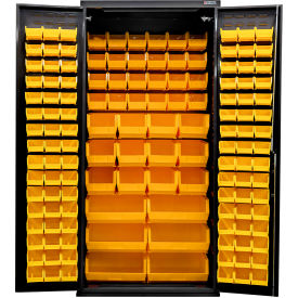E-Locking Configurable Charging Cabinet, BLK, 36"W x 24"D x 78"H, 138 Yellow Bins