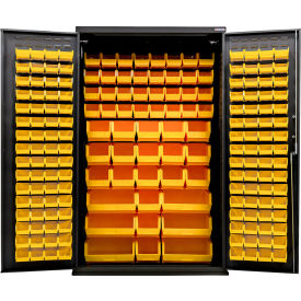 E-Locking Configurable Charging Cabinet, BLK, 48"W x 24"D x 78"H, 210 Yellow Bins