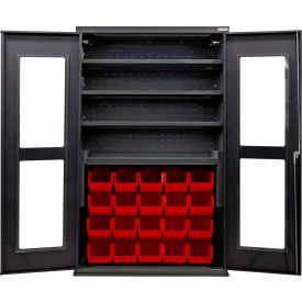 Clear-View Config Charging Cabinet, BLK, 48"Wx24"Dx78"H, 4 Shelves, 24 RD Bins
