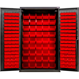 E-Locking Configurable Charging Cabinet, BLK, 48"W x 24"D x 78"H, 168 Red Bins