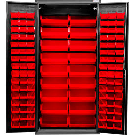 E-Locking Configurable Charging Cabinet, BLK, 36"W x 24"D x 78"H, 114 Red Bins