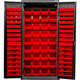E-Locking Configurable Charging Cabinet, BLK, 36"W x 24"D x 78"H, 132 Red Bins