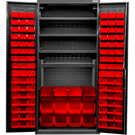 E-Lock Configurable Charging Cabinet, BLK, 36"Wx24"Dx78"H, 4 Shelves, 108 RD Bins