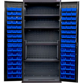 E-Lock Configurable Charging Cabinet, BLK, 36"Wx24"Dx78"H, 4 Shelves, 96 BL Bins