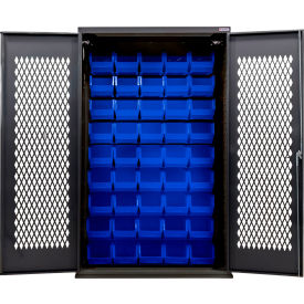 Configurable Ventilated Charging Cabinet, BLK, 48"W x 24"D x 78"H, 48 Blue Bins
