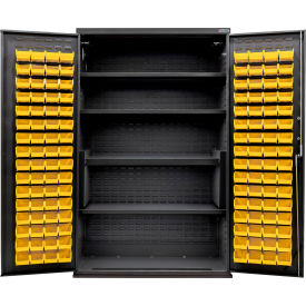 E-Lock Config. Charging Cabinet, Black, 48"Wx24"Dx78"H, 4 Shelves, 120 Yellow Bins