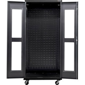 Configurable Clear-View Mobile Charging Cabinet, BLK, 36"W x 24"D x 85"H