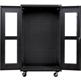 Configurable Clear-View Mobile Charging Cabinet, BLK, 48"W x 24"D x 85"H