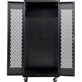 Configurable Ventilated Mobile Charging Cabinet, Black, 36"W x 24"D x 85"H