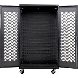 Configurable Ventilated Mobile Charging Cabinet, BLK, 48"W x 24"D x 85"H