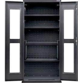 Clear-View Configurable Charging Cabinet, BLK, 36"W x 24"D x 78"H, 4 Shelves