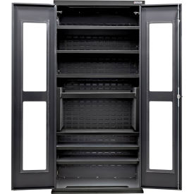 Clear-View Configurable Charging Cabinet, BLK, 36"W x 24"D x 78"H, 7 Shelves