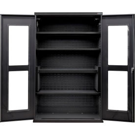 Clear-View Configurable Charging Cabinet, BLK, 48"W x 24"D x 78"H, 4 Shelves