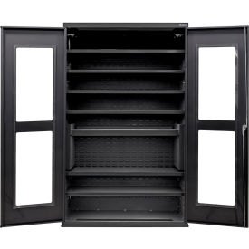 Clear-View Configurable Charging Cabinet, BLK, 48"W x 24"D x 78"H, 7 Shelves