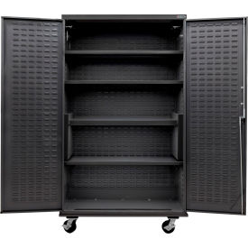Configurable Mobile Charging Cabinet, BLK, 48"W x 24"D x 85"H, 4 Shelves