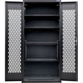 Configurable Ventilated Charging Cabinet, Black, 36"W x 24"D x 78"H, 4 Shelves