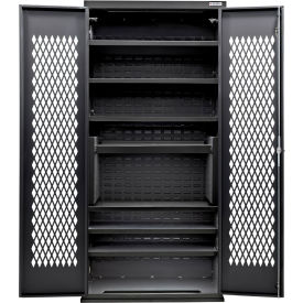 Configurable Ventilated Charging Cabinet, BLK, 36"W x 24"D x 78"H, 7 Shelves
