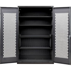 Configurable Ventilated Charging Cabinet, Black, 48"W x 24"D x 78"H, 4 Shelves