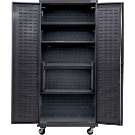 E-Locking Configurable Mobile Charging Cabinet, BLK, 36"Wx24"Dx85"H, 4 Shelves