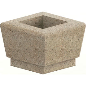 Our Town Single Square Planter, 24"W x 24"D x 18"H, Gray