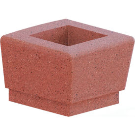 Our Town Square Planter End, 24"W x 24"D x 18"H, Brick Red