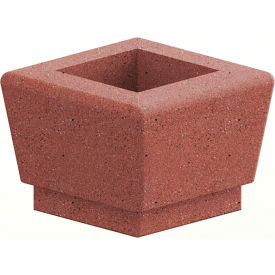 Our Town Single Square Planter, 24"W x 24"D x 18"H, Brick Red