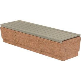 Our Town Concrete Bench with Recycled Plastic Slats, 72"L x 24"W x 18"H, Sand/Gray