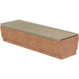Our Town Concrete Bench w/ Plastic Slats, 72"L x 24"W x 18"H, Sand/Weathered Wood