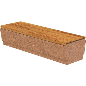 Our Town Concrete Bench with Wood Slats, 72"L x 24"W x 18"H, Sand/Afromosia