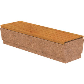 Our Town Concrete Bench with Wood Slats, 72"L x 24"W x 18"H, Sand/Iroko