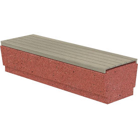 Our Town Concrete Bench w/ Recycled Plastic Slats, 72"Lx24"Wx18"H, Brick Red/Gray