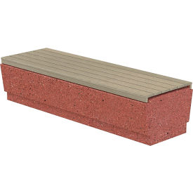 Our Town Concrete Bench w/ Plastic Slats, 72"Lx24"Wx18"H, Brick Red/Weathered Wood
