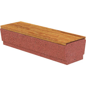 Our Town Concrete Bench with Wood Slats, 72"L x 24"W x 18"H, Brick Red/Afromosia