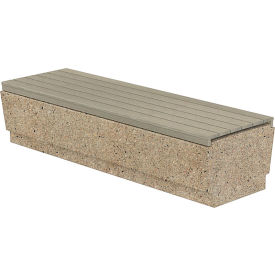 Our Town Concrete Bench with Recycled Plastic Slats, 72"L x 24"W x 18"H, Gray