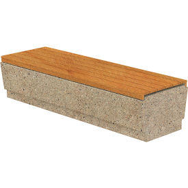 Our Town Concrete Bench with Wood Slats, 72"L x 24"W x 18"H, Gray/Iroko