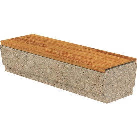 Our Town Concrete Bench with Wood Slats, 72"L x 24"W x 18"H, Gray/Afromosia