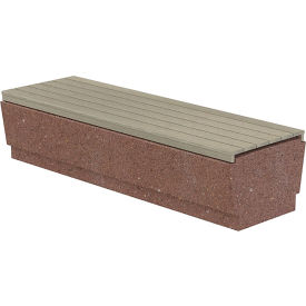 Our Town Concrete Bench w/ Recycled Plastic Slats, 72"L x 24"W x 18"H, Brown/Gray
