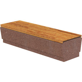 Our Town Concrete Bench with Wood Slats, 72"L x 24"W x 18"H, Brown/Afromosia