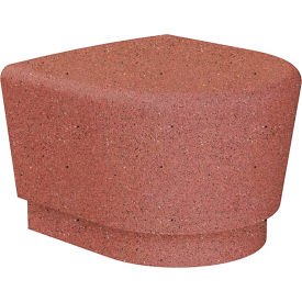 Our Town Concrete Curve End Bench, 24"L x 24"W x 18"H, Brick Red