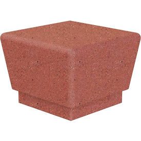 Our Town Single Square Concrete Bench, 24"L x 24"W x 18"H, Brick Red
