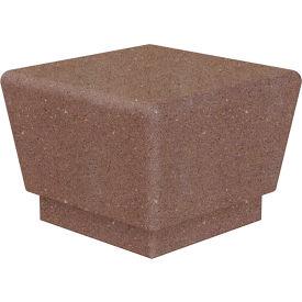 Our Town Single Square Concrete Bench, 24"L x 24"W x 18"H, Brown